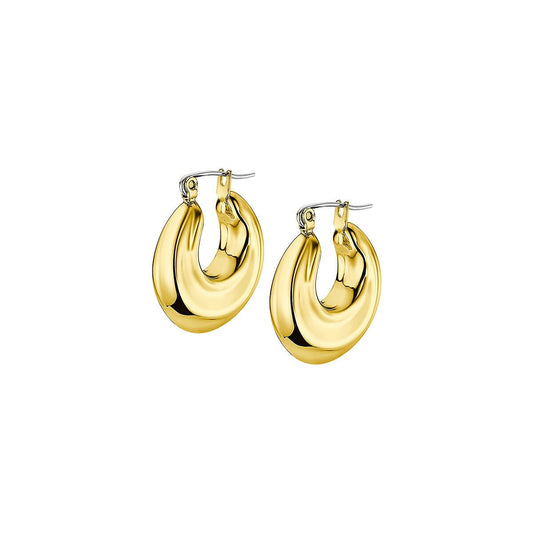 Gouden Lotus oorbellen met een elegante, gebogen vorm voor dames.