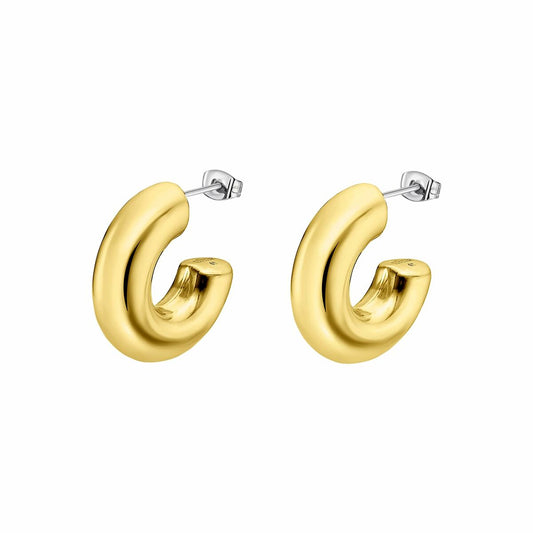 Gouden Lotus oorbellen dames met een elegante, luxe uitstraling in een gebogen vorm.