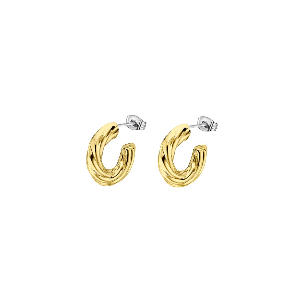 Gouden Lotus oorbellen met elegante, golvende afwerking voor dames.