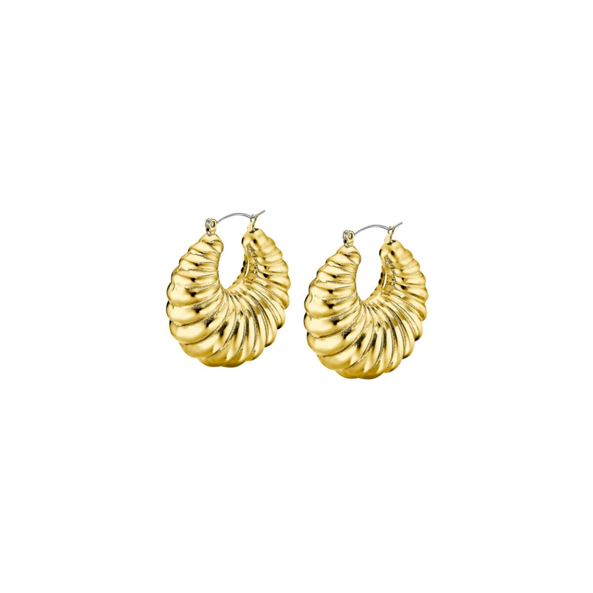 Gouden Lotus oorbellen met elegante, golvende vorm voor een luxe uitstraling.