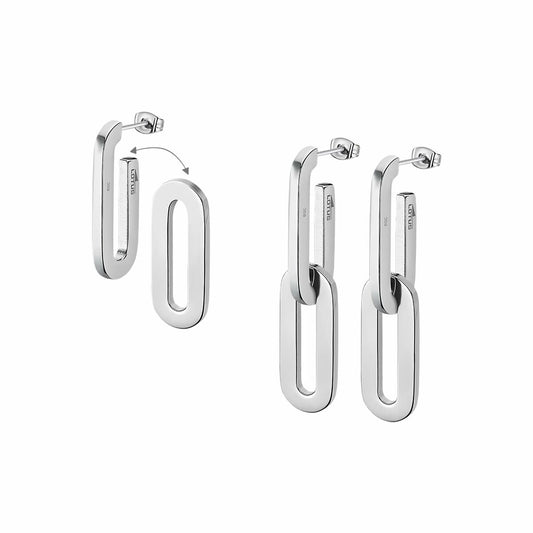 Zilverkleurige Lotus oorbellen met elegant design en een stijlvolle hangende vorm.