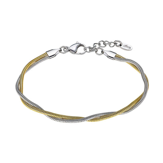 Lotus armband voor dames in elegante stijl met een combinatie van zilver en goud.