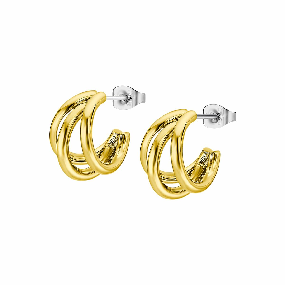 Gouden Lotus oorbellen met elegante, gedraaide ontwerpen voor een verfijnde uitstraling.