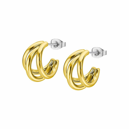 Gouden Lotus oorbellen met elegante, gedraaide ontwerpen voor een verfijnde uitstraling.