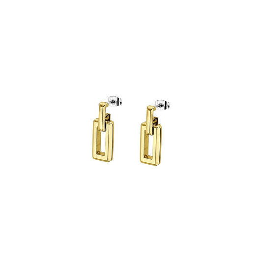 Gouden Lotus oorbellen met elegante afwerking en moderne geometrische vorm.