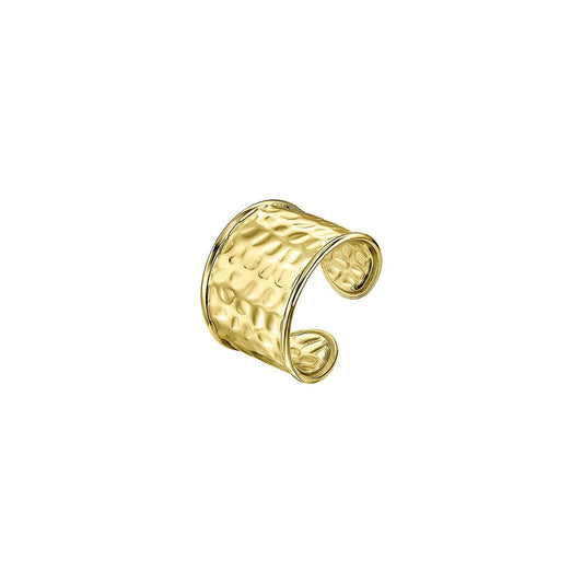 Gouden Lotus ring voor dames met een elegant, gedetailleerd oppervlak.