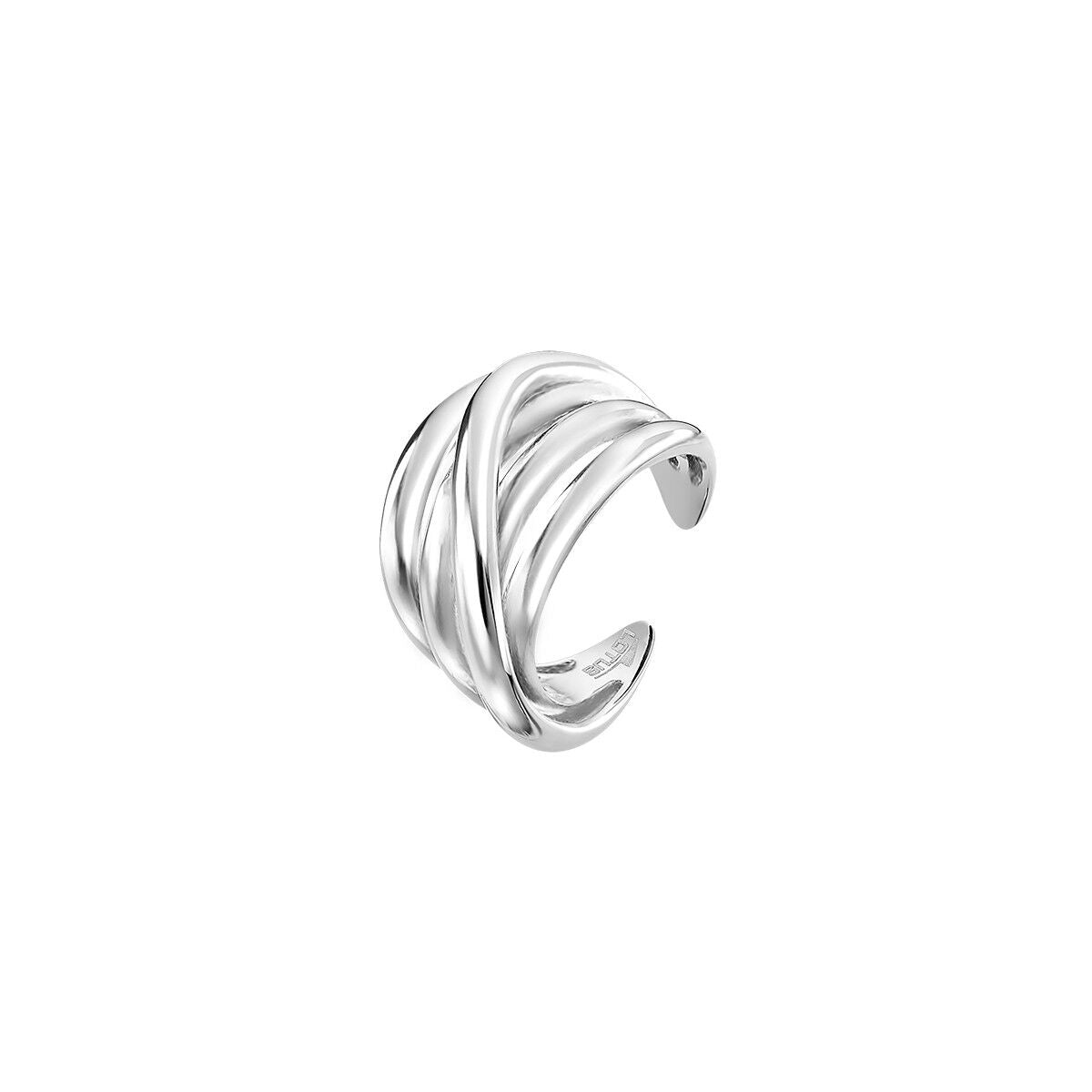 Zilverkleurige Lotus ring met elegant en tijdloos design, in een stijlvolle, gewikkelde vorm.