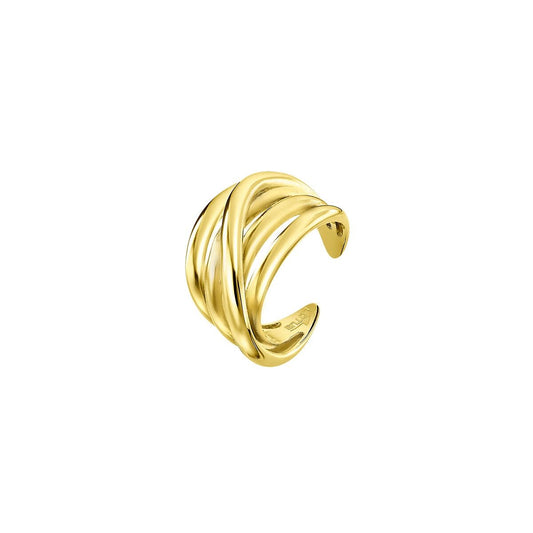 Gouden Lotus ring voor dames in elegante stijl, maat 16 met unieke gekruiste ontwerpen.