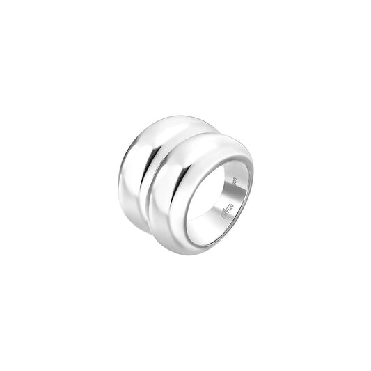 Zilverkleurige Lotus ring voor dames met elegante afwerking en dubbele band.