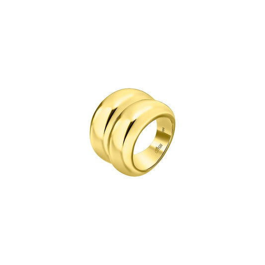 Gouden Lotus ring met een tijdloos design en een elegante, gebogen vorm.