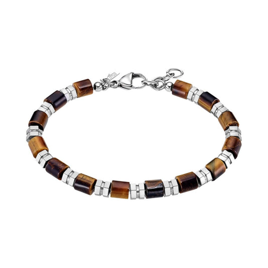 Elegante Lotus armband voor dames met een mix van bruine en zilveren elementen.