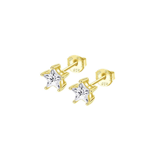Gouden Lotus oorbellen met elegante stervormige zirkonia, perfect voor elke gelegenheid.