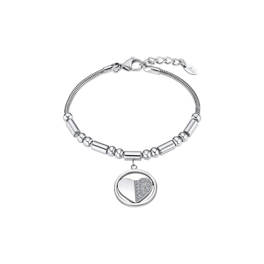 Elegante zilverkleurige Lotus armband met een stijlvolle hanger en glinsterende details.