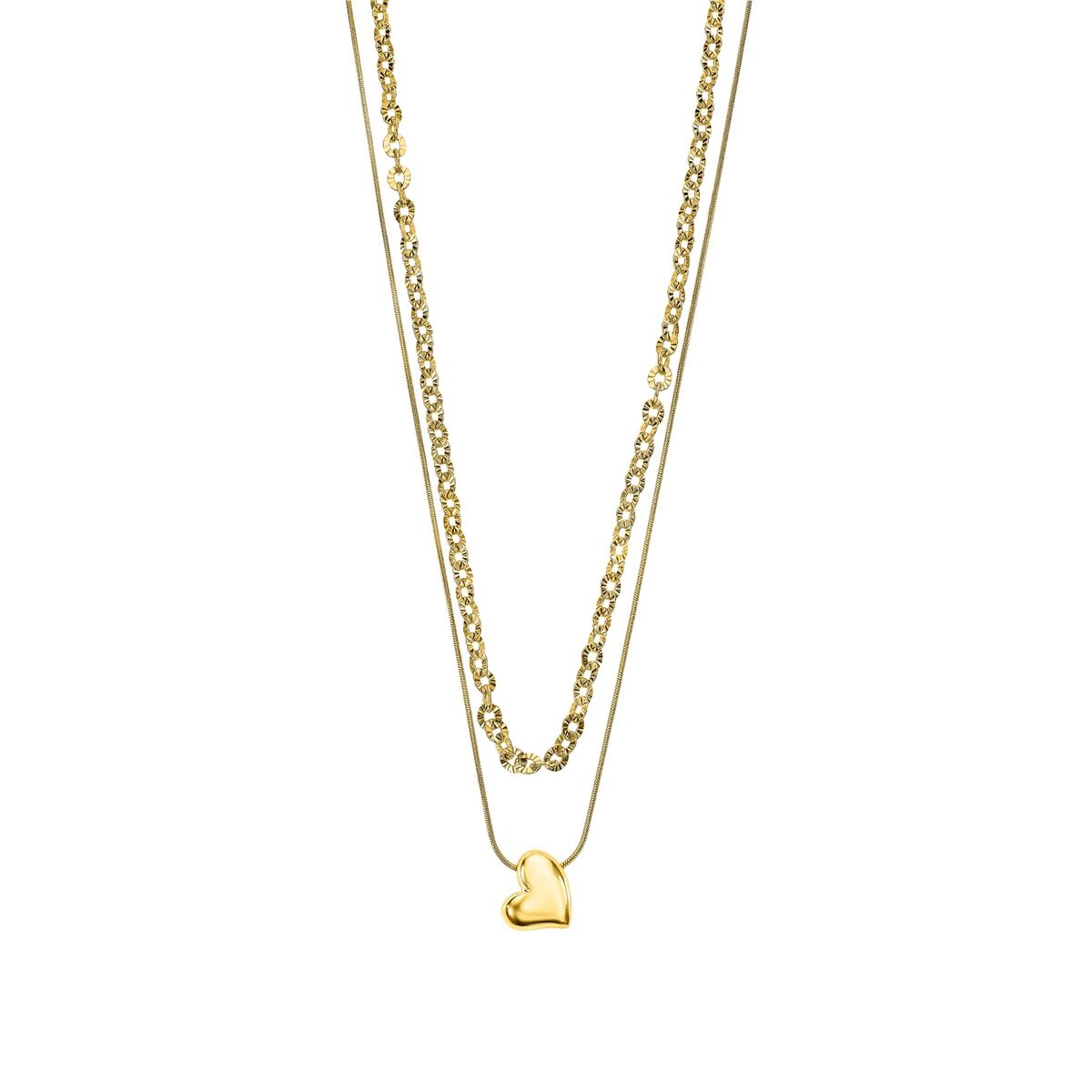 Gouden Lotus ketting voor dames met een elegant hartvormig hangertje.