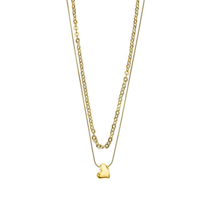 Gouden Lotus ketting voor dames met een elegant hartvormig hangertje.