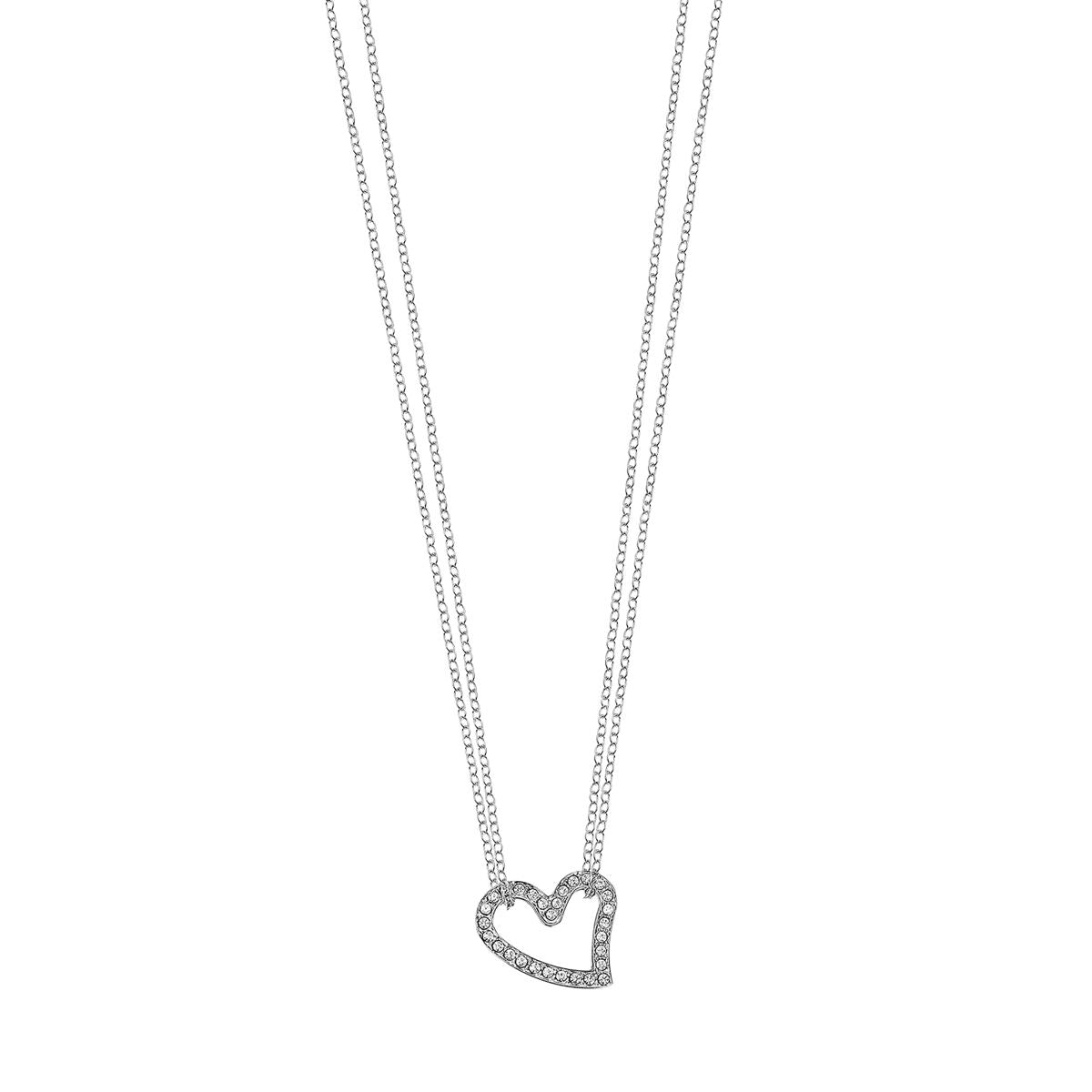 Zilverkleurige Lotus ketting voor dames met een hartvormige hanger.