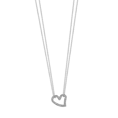 Zilverkleurige Lotus ketting voor dames met een hartvormige hanger.
