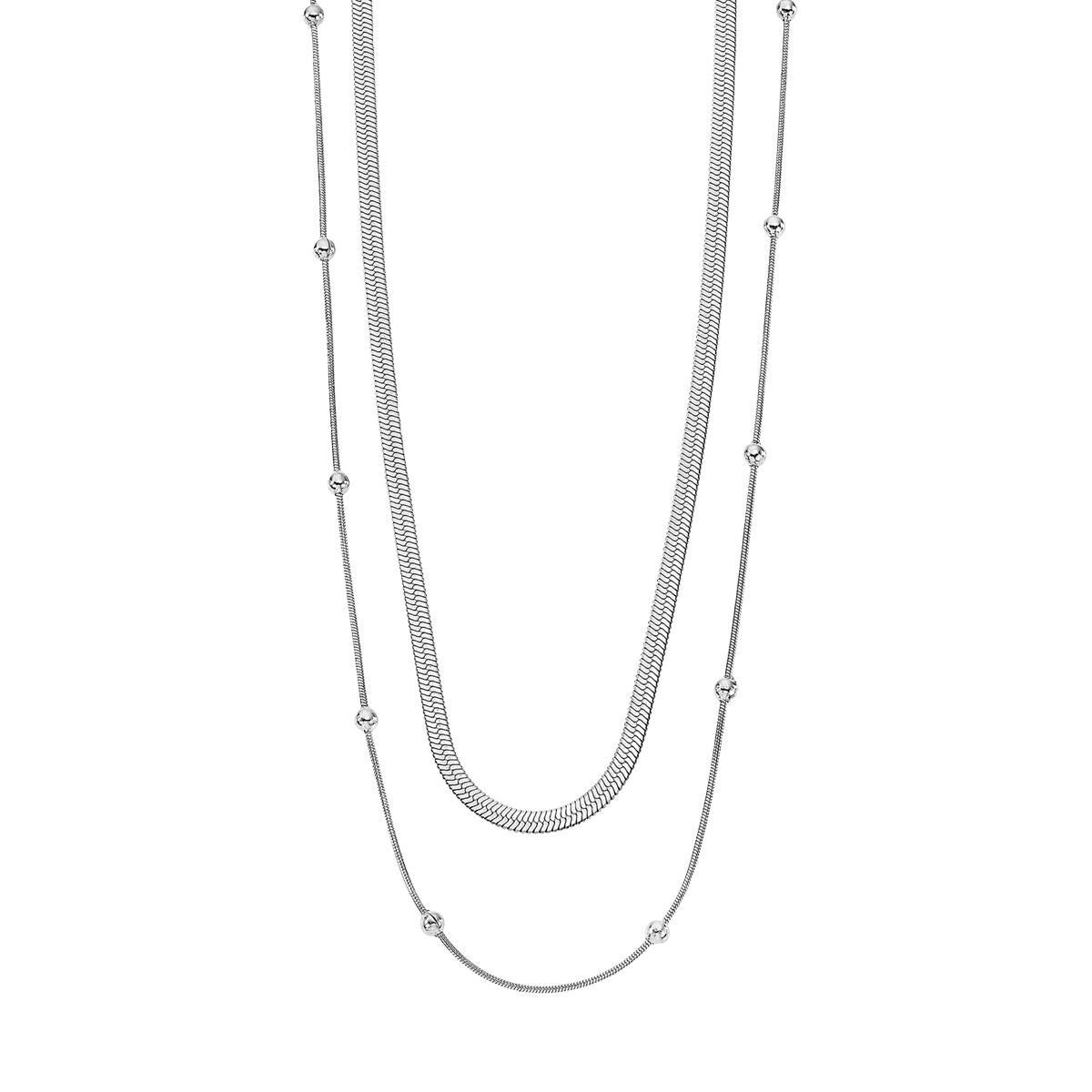 Zilverkleurige Lotus ketting voor dames met elegant ontwerp en meerdere lagen.