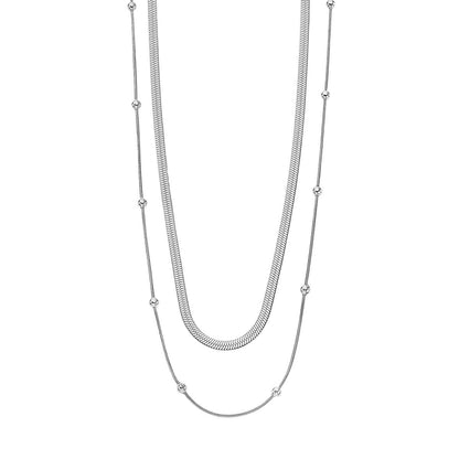 Zilverkleurige Lotus ketting voor dames met elegant ontwerp en meerdere lagen.
