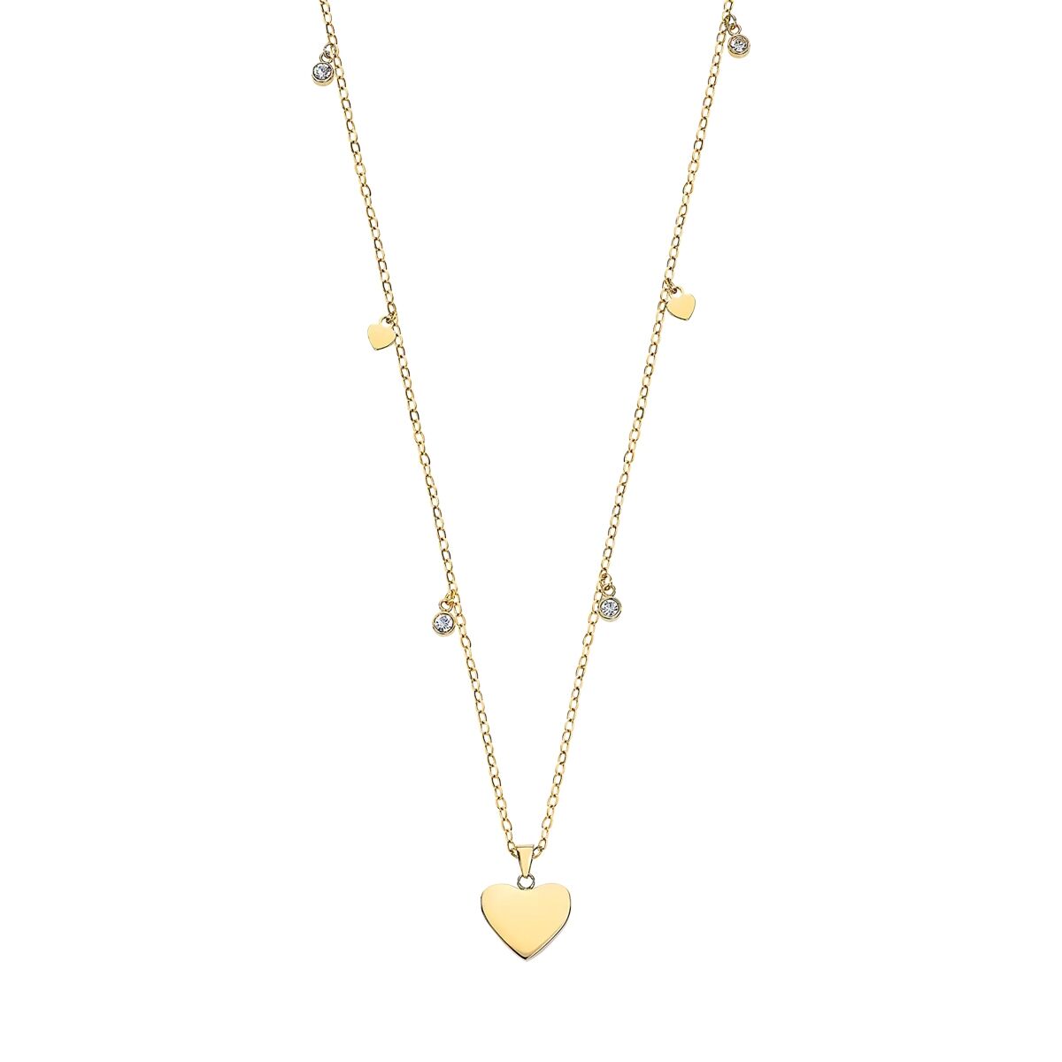 Gouden Lotus ketting voor dames met hartvormige hanger en sprankelende details.