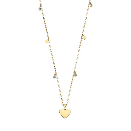 Gouden Lotus ketting voor dames met hartvormige hanger en sprankelende details.