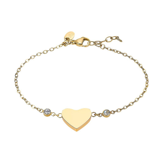 Gouden Lotus armband voor dames met hartvormige hanger en sprankelende details.