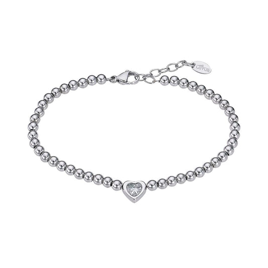 Zilverkleurige Lotus armband voor dames met een hartvormige hanger en elegante afwerking.