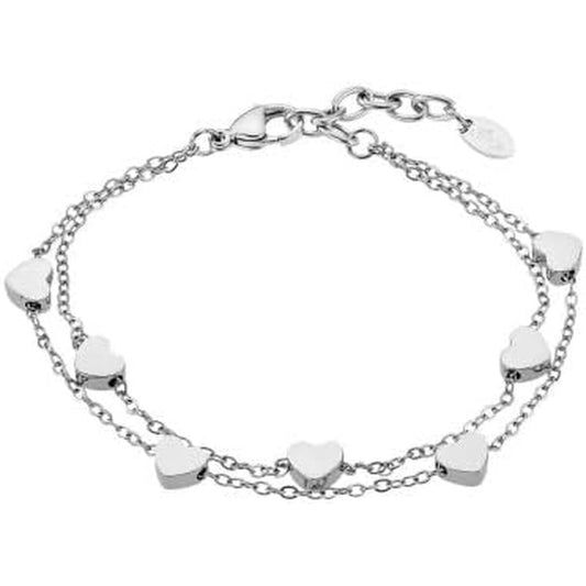 Zilverkleurige Lotus armband voor dames met hartvormige schakels, elegant en tijdloos design.