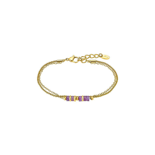 Gouden Lotus armband met paarse accentstukken, elegant ontwerp voor dames.