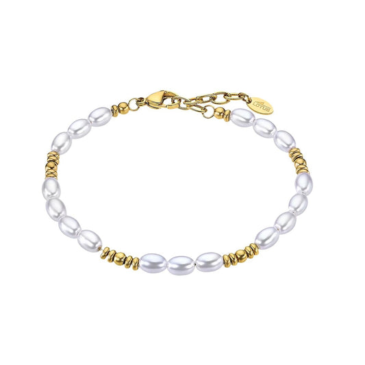 Lotus armband dames in wit met gouden details, elegant en stijlvol ontwerp.