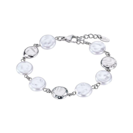 Zilverkleurige Lotus armband voor dames met elegante ronde schakels.