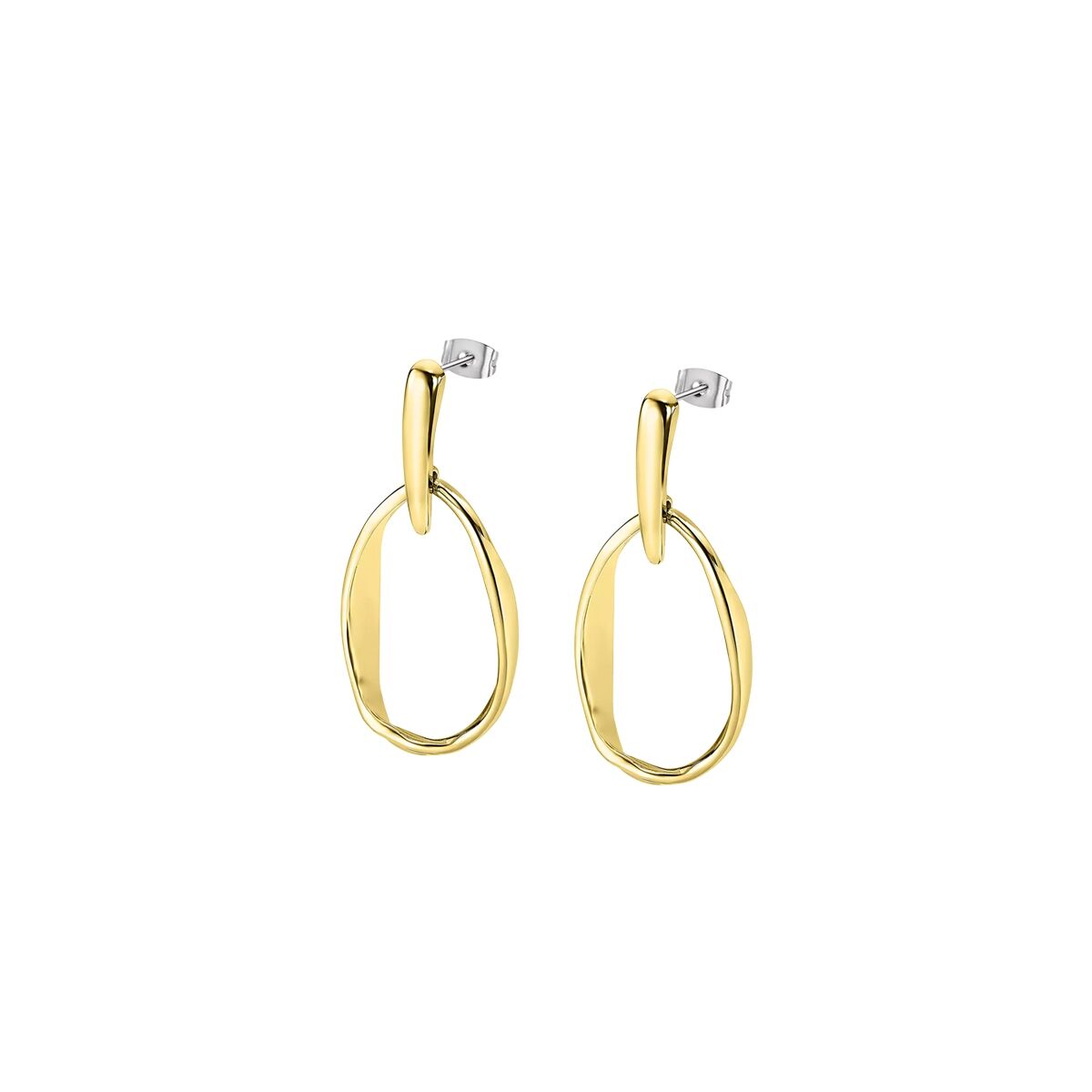 Gouden Lotus oorbellen met elegante afwerking in een moderne ovale vorm.
