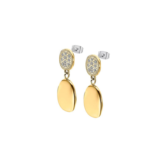 Gouden Lotus oorbellen dames met elegante, glanzende schijven en sprankelende details.