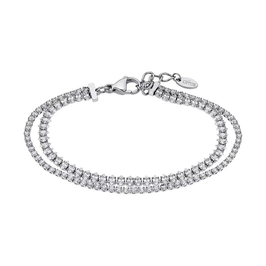 Zilverkleurige Lotus armband voor dames met elegante strassdetails.