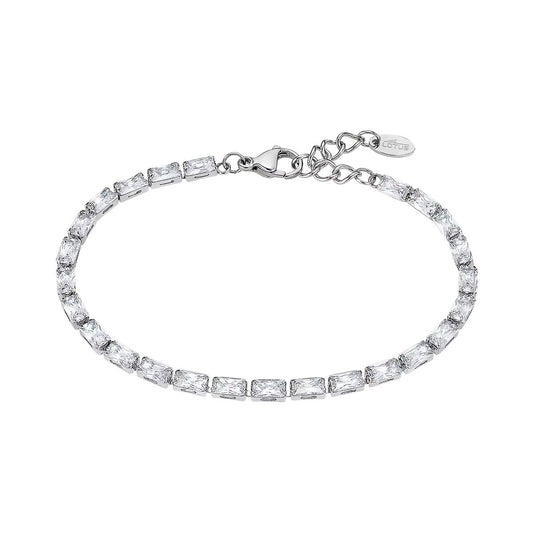 Zilverkleurige Lotus armband voor dames met elegant ontwerp en sprankelende stenen.