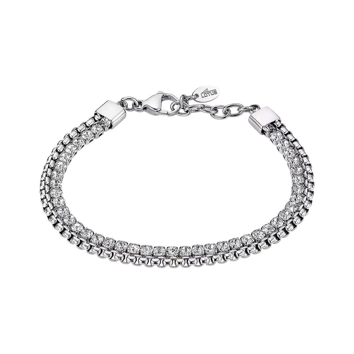 Zilverkleurige Lotus armband voor dames met elegante stijl en glinsterende details.