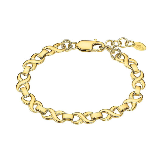 Gouden Lotus armband voor dames met elegante schakels en sluiting.