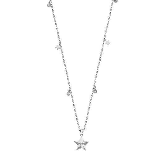 Zilverkleurige Lotus ketting voor dames met elegante sterdetails.