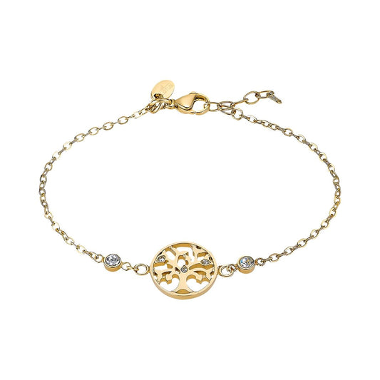 Gouden Lotus armband voor dames met een elegant boomdesign en sprankelende details.
