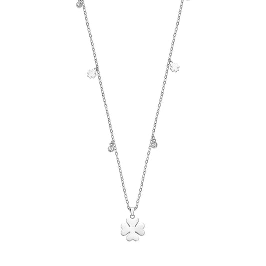 Zilverkleurige Lotus ketting voor dames met een elegant, tijdloos ontwerp en bloemenhangertjes.