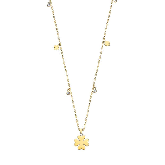 Gouden Lotus ketting met elegant ontwerp en sprankelende details.