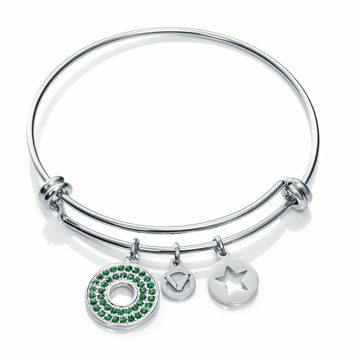 Viceroy armband voor dames met elegante zilveren afwerking en groene details.