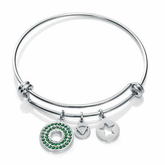 Viceroy armband voor dames met elegante zilveren afwerking en groene details.