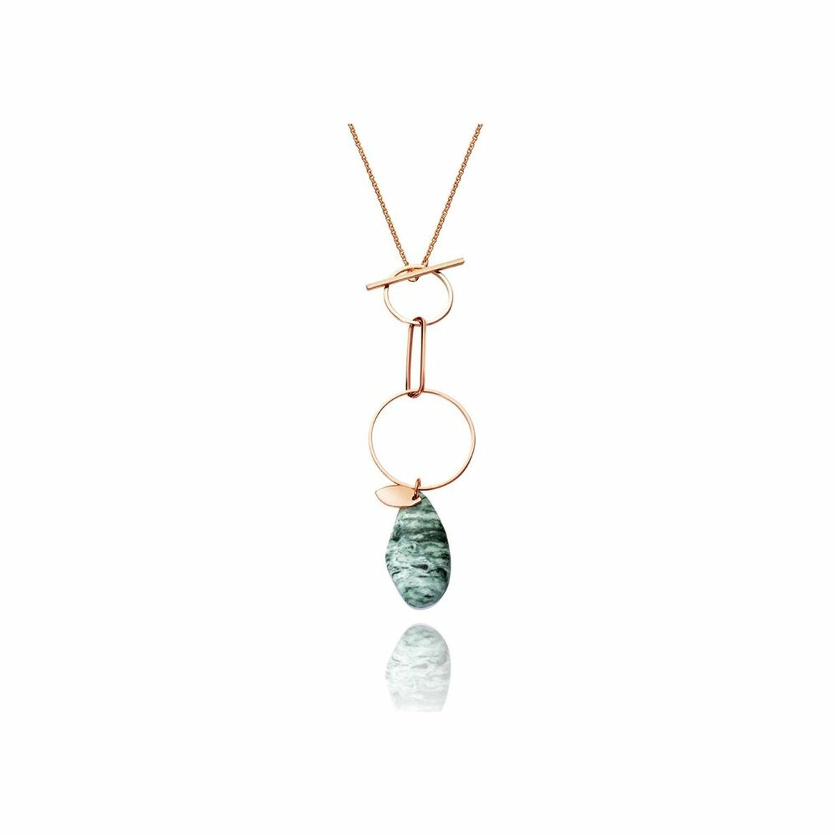 Viceroy damesketting met elegante gouden schakels en een groene edelsteen.