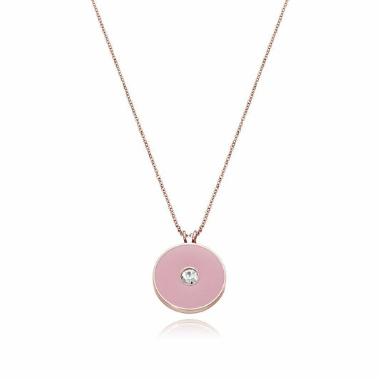 Viceroy ketting met een ronde, roze hanger en een sprankelende steen.