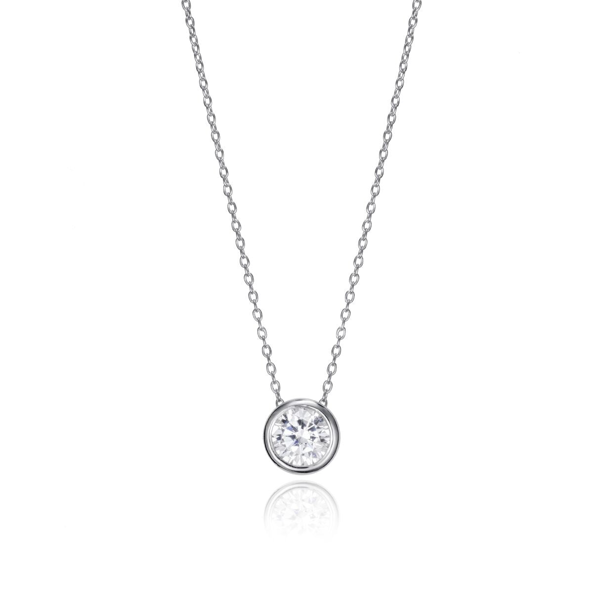 Viceroy dames ketting van sterling zilver met een elegante ronde hanger en sprankelende steen.