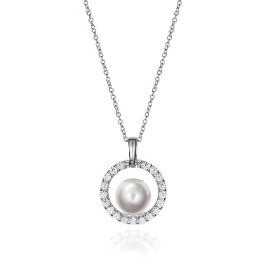 Viceroy damesketting met parel en cirkelvormige zilveren hanger.