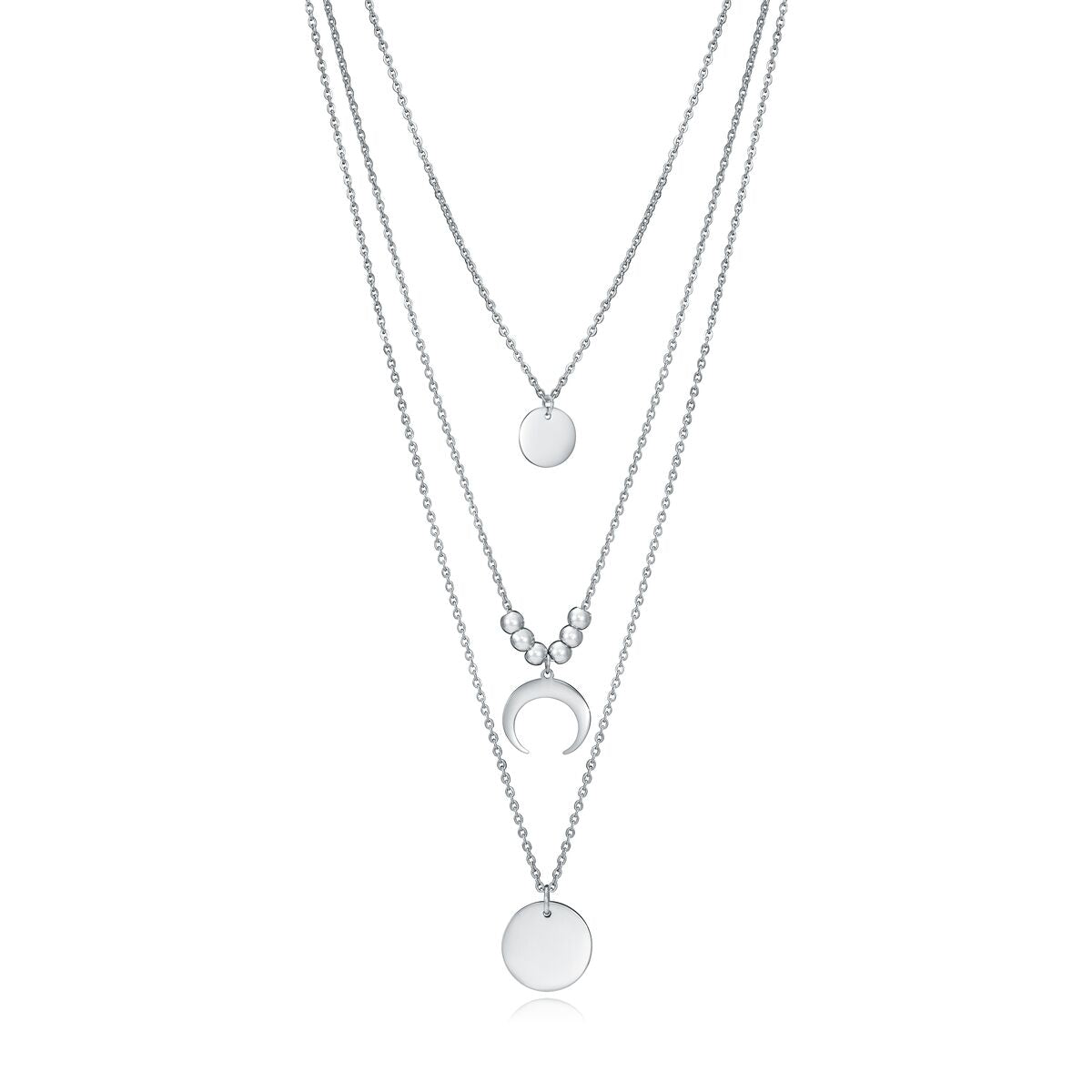 Drie lagen Viceroy ketting voor dames in zilver met elegante hangers.