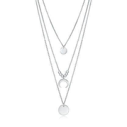 Drie lagen Viceroy ketting voor dames in zilver met elegante hangers.