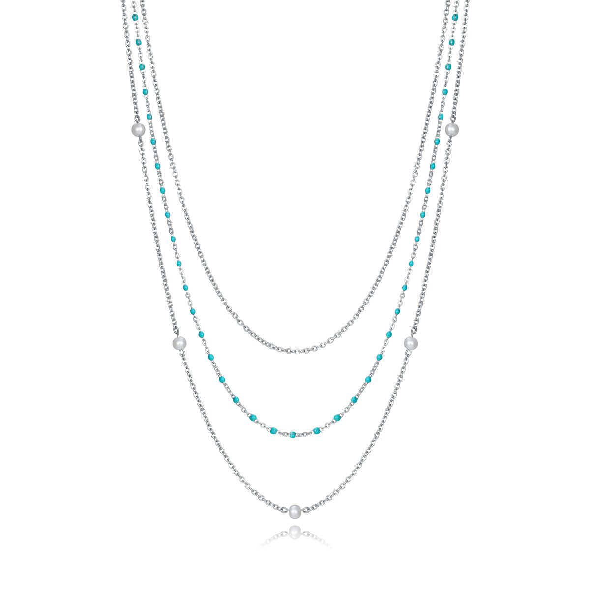 Elegante Viceroy dames ketting met verfijnde zilveren schakel en turquoise details.